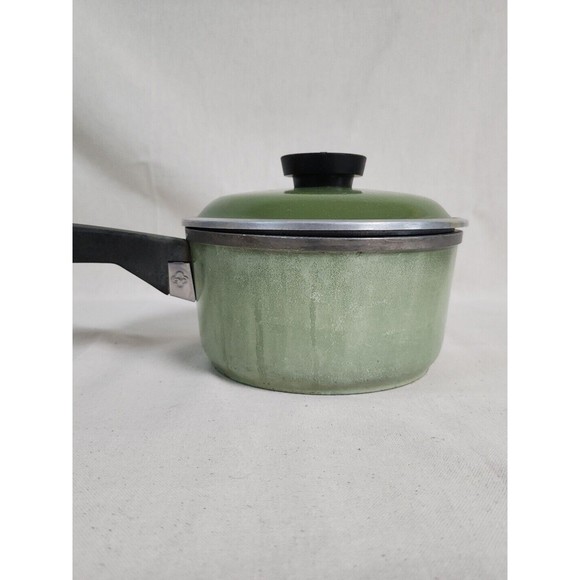 1.5 qt Vintage Club Sauce pan Aluminum Avocado Green 1-1/2 Quart Pot with Lid - Picture 5 of 11